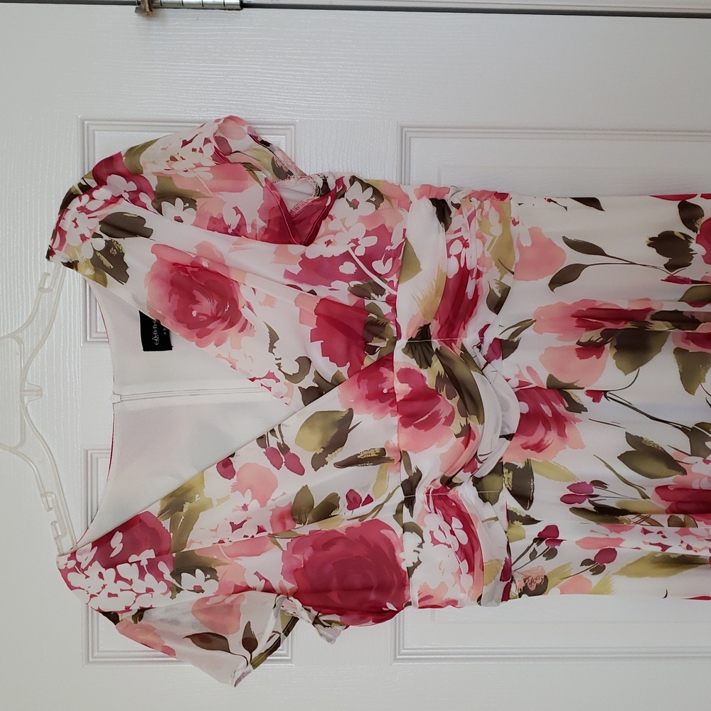 Connected Apparel Floral Dress - Pink and Green